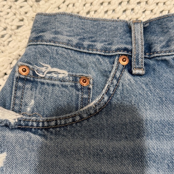 Zara Light Blue Distressed Denim Cutoff Shorts - Picture 3 of 8